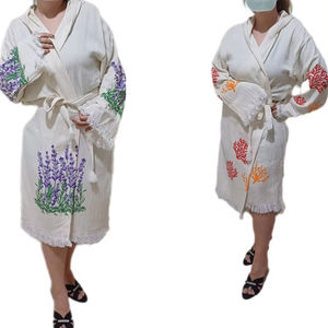 New Patterned Turkish Muslin Fabric Bathrobe Suitable for <b>Beach</b> Home Hotel Sauna Use Printed Soft Quick Drying Hooded Washable - Product Image 1