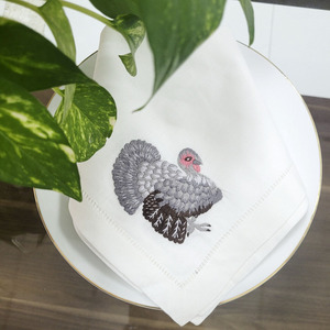 Serviette de table brodée de dinde personnalisée serviette de table en coton lavable de haute qualité pour événements hôteliers à domicile - Product Image 1