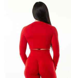 Wholesale Custom Logo Soft <b>Long</b> Sleeve Crop Top <b>Shorts</b> Yoga Active Wear Sets <b>Women</b> Seamless Gym Fitness Yoga Sets - Product Image 2