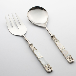 Cuchara de acero, tenedor con asa, juego de cubiertos para servidor de ensaladas con servicio de restaurante, caja de embalaje personalizada de acero espejado - Product Image 2