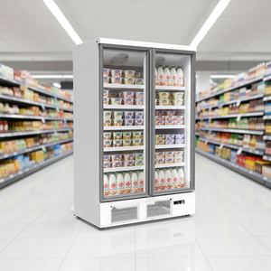 700L Upright Double Glass Door Cooler Display Refrigerator Commercial Retail Store Fridge Showcase for Supermarket Bar Use - Product Image 1