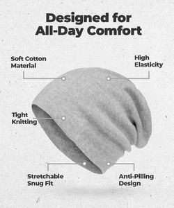 Unisex Thick Knitted Winter Beanie Jacquard Fabric <b>Skull</b> <b>Cap</b> for <b>Men</b> and Women Cuffed Beanies - Product Image 3