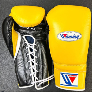 ถุงมือชกมวยมีเชือกผูกระดับพรีเมี่ยมสำหรับฝึกซ้อมสีเขียวเหลืองใช้ได้ทุกขนาด8ออนซ์18ออนซ์ - Product Image 3