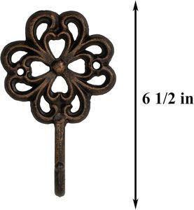 Cast Iron <b>Single</b> Wall Mounted Hook With (Stylised <b>Flower</b>) Design Premium Home Decor & Clothing Hooks & Rails Product - Product Image 3