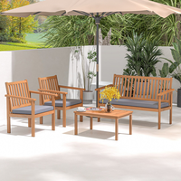 Ensemble de mobilier d'extérieur design moderne, canapé de patio en bois de teck massif imperméable en vente de gros pour hôtels et villas