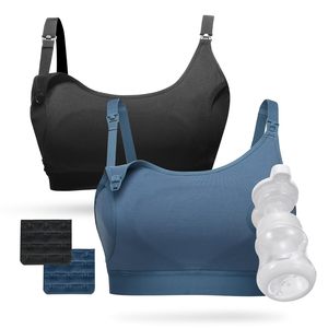 Soutien-gorge d'allaitement confortable et réglable, mains libres, 2 pièces, noir et bleu, sans couture, pour Spectra <span class=keywords><strong>Lansinoh</strong></span> - Product Image 1