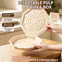 Contenants à pizza octogonaux en bagasse compostables et écologiques, résistants et anti-graisse, pour la livraison de repas en restaurant