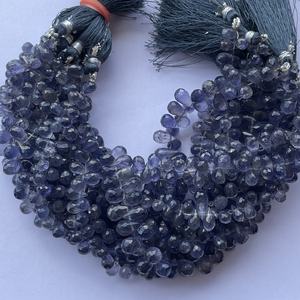 4mm 6mm 8mm pierre naturelle bleue Iolite facettée coupe Briolette larme gouttes perles pour la fabrication de bijoux vente en gros pierre précieuse en ligne bricolage - Product Image 1