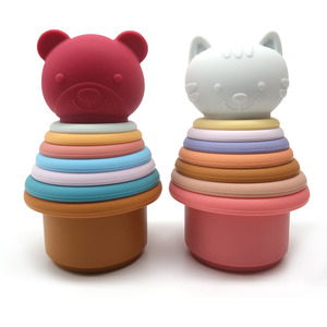 Offres Spéciales enfants jouet de bain enfant <span class=keywords><strong>en</strong></span> bas âge jouet d'apprentissage Silicone empileur jouet <span class=keywords><strong>arc</strong></span>-<span class=keywords><strong>en</strong></span>-<span class=keywords><strong>ciel</strong></span> anneaux empilables tour jeu blocs ensembles - Product Image 2