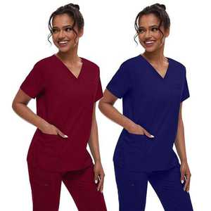 Personalizado de manga corta de funcionamiento UCI Mujeres Traje de enfermería Doctor Esteticista Hospital Elástico Enfermera - Product Image 4