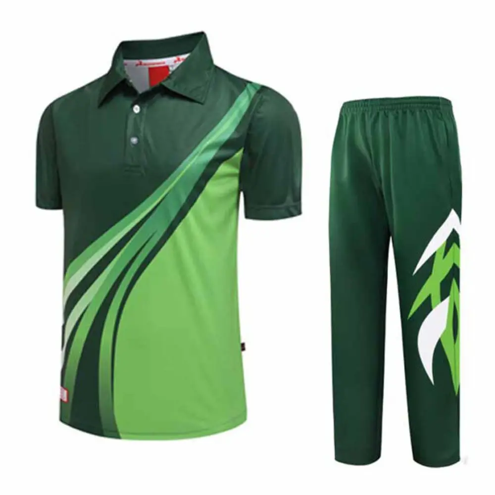 Pakistan Cricket Team sublimé hommes sport Cricket uniforme ensemble équipe de sport porter Cricket Jersey et pantalon Kit en vrac