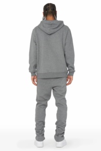 OEM Personnalisable Vintage Flare Hoodie 2-Piece Sweatpants Jogger Sweats 100% Cotton Puffer Pullover Casual Winter Set for Men - Product Image 2