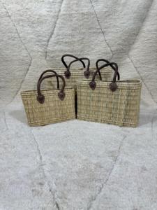 Handmade Moroccan Woven <b>Straw</b> Basket <b>Tote</b> <b>Bag</b> with Genuine Leather Handles – Eco Friendly Beach & Market <b>Bag</b> - Product Image 4