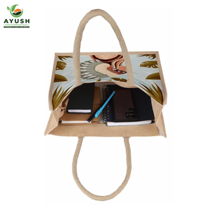 Sac de shopping personnalisé AYUSH en tissu de jute et coton avec logo et taille personnalisables, sacs de magasin écologiques - Product Image 3