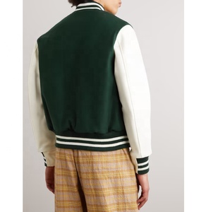 Veste universitaire en laine épaisse avec col en tricot côtelé, manches en cuir, veste de baseball pour hommes, vente en gros - Product Image 6