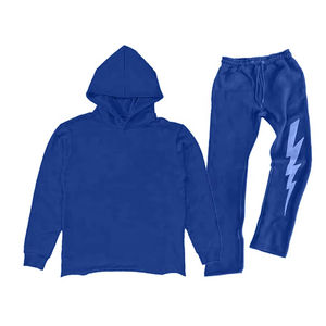 Survêtement vintage d'hiver lavé à l'acide imprimé sur mesure en gros Ensemble sweat à capuche et pantalon de survêtement unisexe Streetwear vieilli - Product Image 3