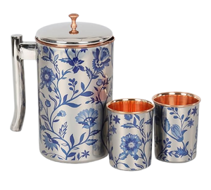 Wholesale Best Price Copper Water Jug with Eco-Friendly Glasses Customized Printed Restaurant Hotel Drinking Use Metal Material - Product Image 1