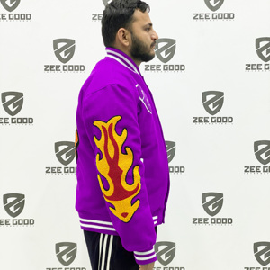 แจ็กเก็ตปักลายหลากสีสำหรับฤดูหนาวผ้าแคนวาสสไตล์สตรีทแขนเสื้อหนังขนสัตว์ดีไซน์ตัวหนังสือ - Product Image 3