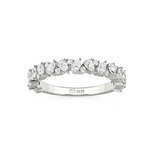 Anillo de Media Eternidad Jeulia Classic Leaf con Moissanita para Mujer, Regalo de Aniversario - Product Image 3