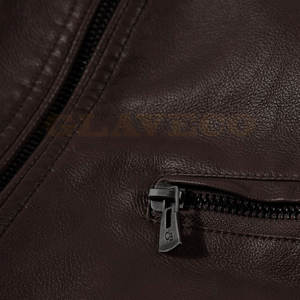 <b>Heavy</b> <b>Duty</b> Custom Made Men's Winter Leather Jacket with Stand Collar and Front Logo-High Quality Eco-Friendly Waterproof - Product Image 6