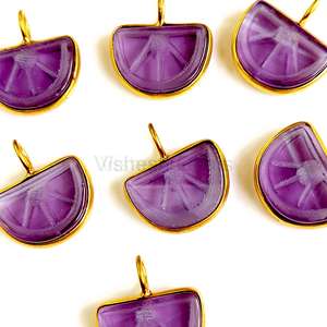 Abalorio de piedras preciosas talladas en forma de melón de amatista Natural, abalorios tallados a mano de piedra suelta de 13x10mm para la fabricación de joyas a precio a granel - Product Image 6