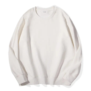 Jersey de gran tamaño esencial de invierno para hombre, sudadera de ganchillo con cuello redondo, sudadera en blanco - Product Image 1