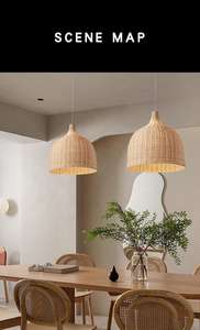 Modern Rattan Pendant <b>Light</b> Lamp Removable Living Room Teahouse Decoration Fixture Bar Indoor Lighting Handmade Lamp Holder E27 - Product Image 2