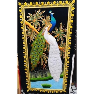 Festive Wall Tapestry with Embedded Gemstones Modern Decor for Special Occasions Made in India - Product Image 2