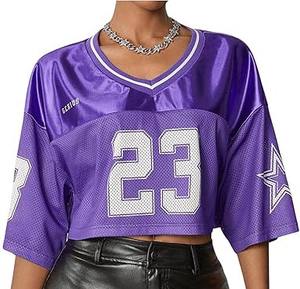 Camiseta de malla de fútbol americano de diseño en blanco informal con logotipo estampado DTG gráfico personalizado OEM - Product Image 6