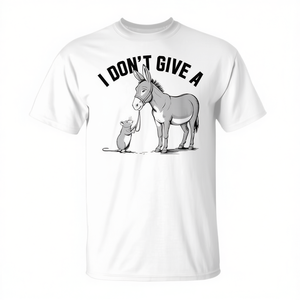 T-shirt con meme di umorismo offensivo 'Non mi importa un bel diavolo' con asino e topo per uso personale o come regalo - Product Image 2