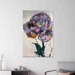 Banksy Rose Graffiti Art : Décoration murale sur toile imprimée, toile enveloppée 1P - Product Image 1