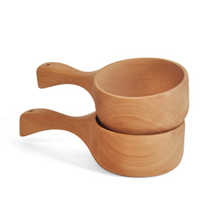 Cuenco Grande de Madera Hecho a Mano con Asa Larga - Cuenco de Madera Natural de 26 cm para Servir Ensaladas y como Cucharón para Agua - Product Image 2