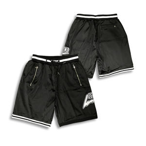 Shorts de basketball personnalisés OEM pour hommes, en toile unie brodée, séchage rapide, respirants, écologiques, 100 % polyester, couleur personnalisée - Product Image 4