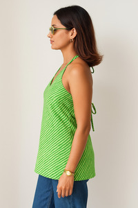 Moda 100% algodón étnico corto Kurti impreso cuello Halter diseño con espalda elástica y aberturas laterales para comodidad estilo de verano - Product Image 4