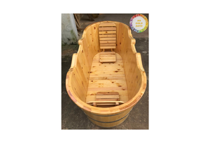 Bañera de madera Construcción de madera maciza natural para relajación de spa en el hogar y muebles de baño Hecho a mano en Vietnam - Product Image 4