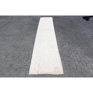 Tapis turc 3,1 x 16,4 pieds, tapis oriental vintage blanc en laine - Product Image 1