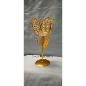 Most Fancy Look Metal Gold Plated Leaves Designer Stand and Base for <b>Crystals</b> Beaded <b>Candle</b> Holders and Jars in Wholesale Price - Product Image 1