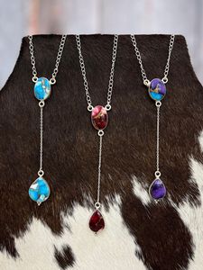 สร้อยคอหินหลายชิ้นทำด้วยมือเงินสเตอร์ลิงพร้อมอัญมณีธรรมชาติที่เป็นเอกลักษณ์ของขวัญเครื่องประดับสำหรับผู้หญิงและเด็กผู้หญิง - Product Image 4