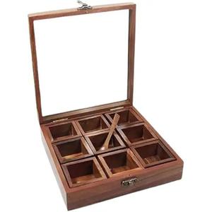 Boîte à épices en bois de style vintage léger et écologique de qualité supérieure avec support d'herbes fini en laque pour le stockage disponible à bas prix - Product Image 3