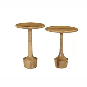 Ensemble de 2 tables d'appoint modernes en bois de manguier massif, finition naturelle, pour chambre à coucher, salon, bureau à domicile, appartement, canapé ou chevet - Product Image 1