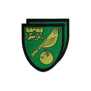 Parches de uniforme de marca con nombre personalizado, chaqueta de cuero de hilo metálico con logotipo tejido cortado con láser, material de poliéster - Product Image 1