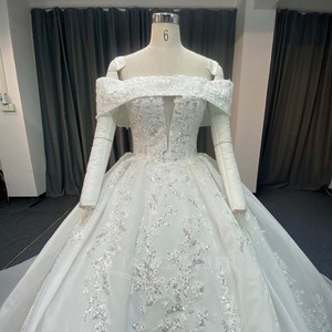ANY264 Elegante Vestido de Novia con Cuello Barco y Lentejuelas, Vestidos de Boda para Mujer - Product Image 3