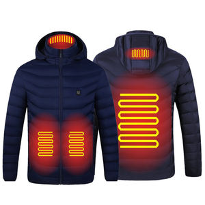 Veste chauffante électrique respirante en velours côtelé d'hiver pour l'extérieur, rembourrée de coton, avec fermeture éclair et logo frontal, unisexe - Product Image 4