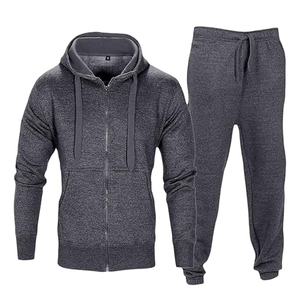 High Quality Breathable Men's Charcoal Tracksuit Sets Fleece Two Piece Pullover <b>Hoodie</b> & Sweatpants Set New Style Slim Fit - Product Image 1