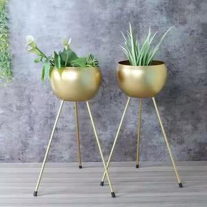 Premium Brass Spiral-Textured Planter Pot Golden Indoor Plant Holder for Desk Table Living Room <b>Shelf</b> for Garden Application - Product Image 1