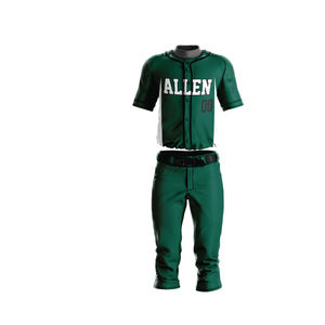 Uniforme de base-ball pour hommes, ensemble de pantalon et de maillot de Baseball 100% Polyester créez votre propre uniforme de base-ball de couleur verte - Product Image 1