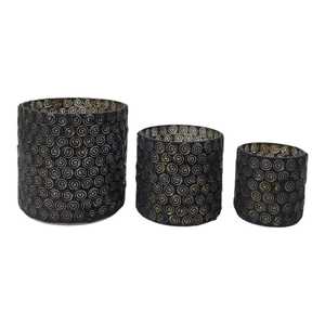 Black & Gold Spiral Mosaic Home Decor Hand-crafted Empty Glass <b>Candle</b> Holders <b>Lanterns</b> & <b>Candle</b> Jars in Custom Sizes Available - Product Image 1