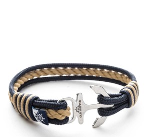 Pulsera de cuerda náutica con ancla SPARROW, envoltura beige azul marino, regalo para hombres para él, marido, aniversario, novio, padre, regalo - Product Image 1