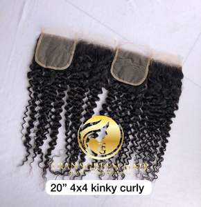 Extensions de Cheveux Humains Indiens Vierges de Qualité Supérieure, Crépus, Bouclés, 4x4 HD, Cuticule Alignée, 4x4, 20 Pouces, Vente Chaude 100% - Product Image 3