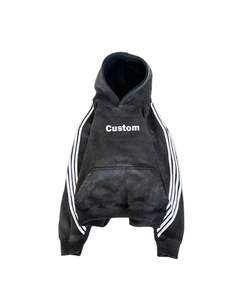 <b>Men</b> <b>Black</b> Heavy Weight Print Faded Streetwear Acid Wash Distressed <b>Hoodie</b> - Product Image 3